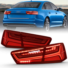 Load image into Gallery viewer, ANZO 2012-2018 Audi A6 LED Taillight Black Housing Red/Clear Lens 4 pcs (Sequential Signal) - Main Product View