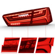 Load image into Gallery viewer, ANZO 2012-2018 Audi A6 LED Taillight Black Housing Red/Clear Lens 4 pcs (Sequential Signal) - Back View