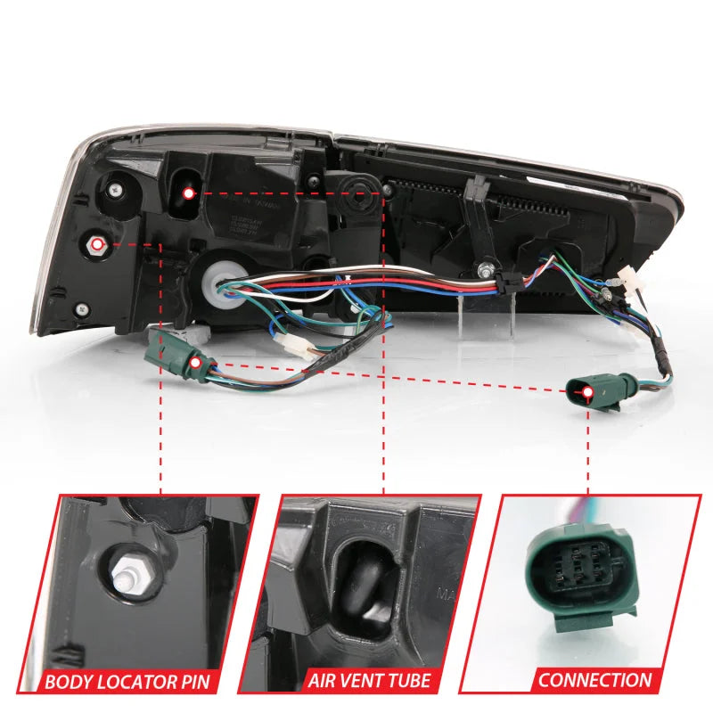ANZO 2012-2018 Audi A6 LED Taillight Black Housing Red/Clear Lens 4 pcs (Sequential Signal) - Additional View 6
