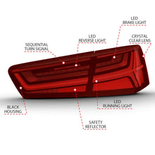 Load image into Gallery viewer, ANZO 2012-2018 Audi A6 LED Taillight Black Housing Red/Clear Lens 4 pcs (Sequential Signal) - Additional View 7