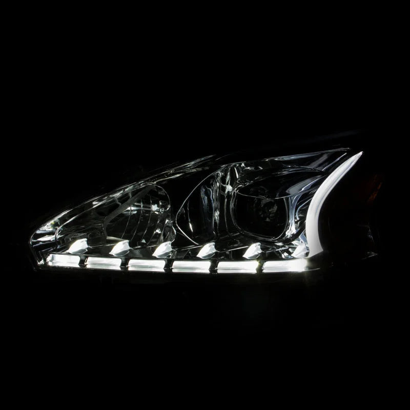 ANZO 2013-2014 Nissan Altima Projector Headlights w/ Plank Style Design Chrome - Side View