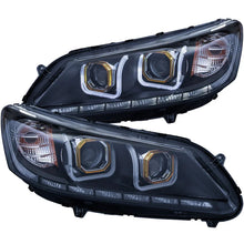 Load image into Gallery viewer, ANZO 2013-2015 Honda Accord Projector Headlights w/ U-Bar Black - Main Product View