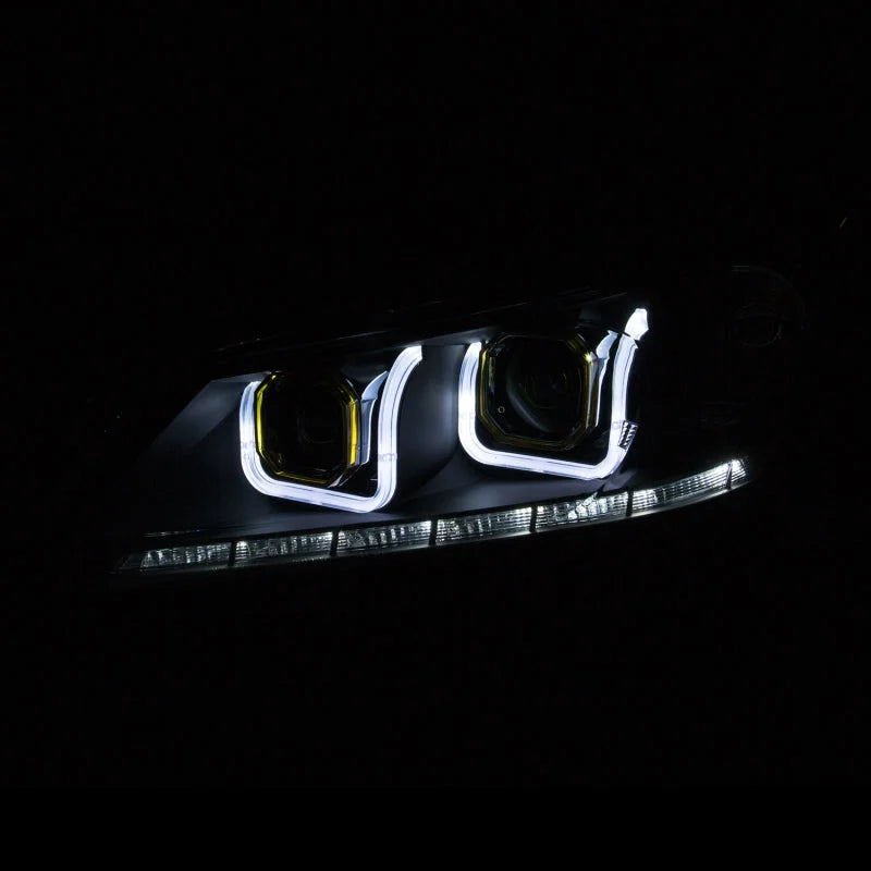 ANZO 2013-2015 Honda Accord Projector Headlights w/ U-Bar Black - Side View