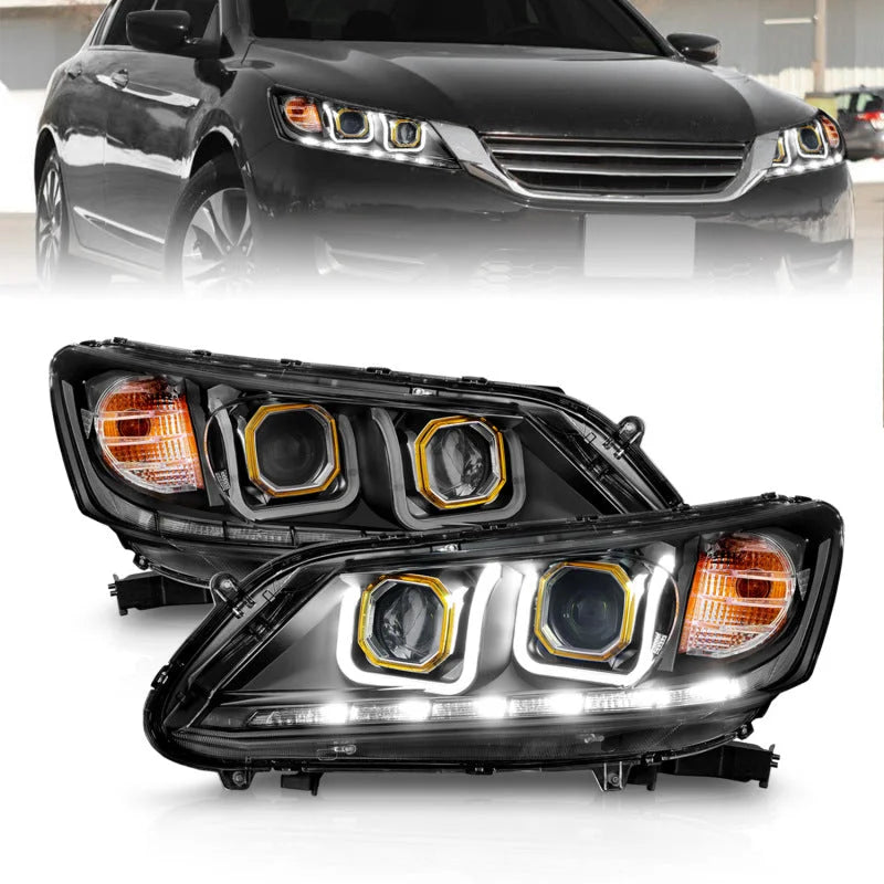 ANZO 2013-2015 Honda Accord Projector Headlights w/ U-Bar Black - Additional View 9