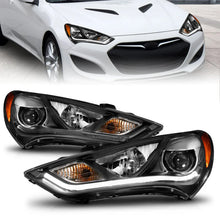 Load image into Gallery viewer, ANZO 2013-2015 Hyundai Genesis Projector Headlights w/ Plank Style Design Black (HID Compatible) - Main Product View