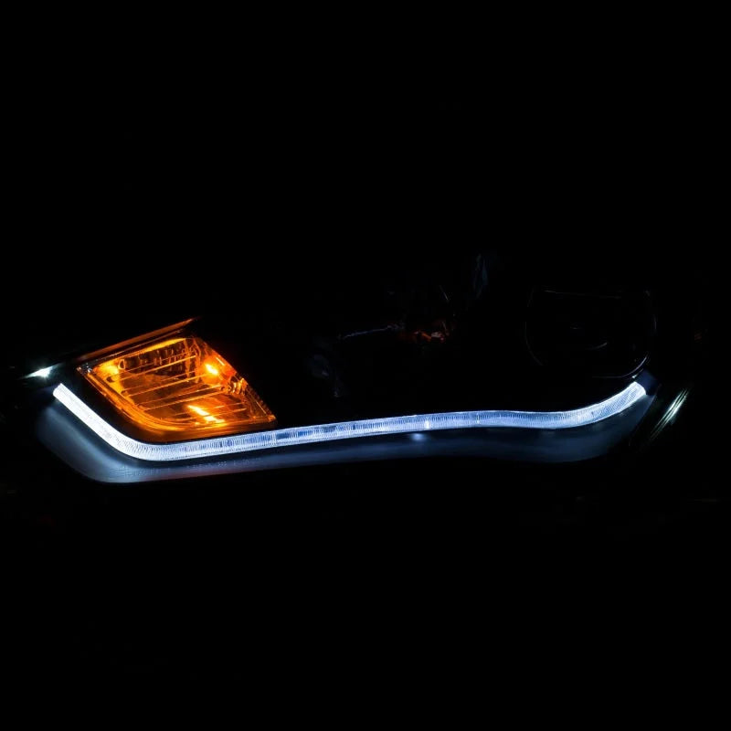 ANZO 2013-2015 Hyundai Genesis Projector Headlights w/ Plank Style Design Black (HID Compatible) - Back View