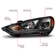 Load image into Gallery viewer, ANZO 2013-2015 Hyundai Genesis Projector Headlights w/ Plank Style Design Black (HID Compatible) - Additional View 9