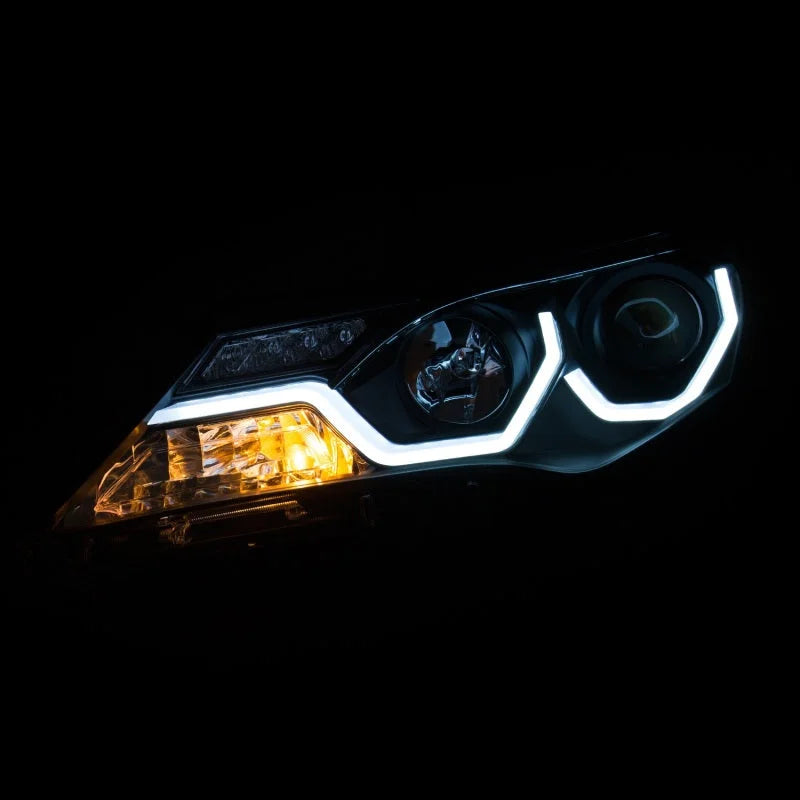 ANZO 2013-2015 Toyota Rav4 Projector Headlights w/ Plank Style Design Black - Side View