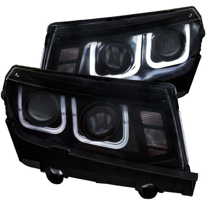 ANZO 2014-2015 Chevrolet Camaro Projector Headlights w/ U-Bar Black - Main Product View