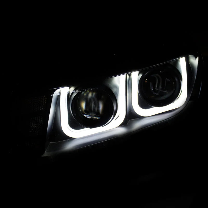ANZO 2014-2015 Chevrolet Camaro Projector Headlights w/ U-Bar Black - Side View
