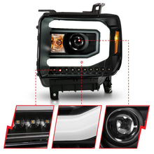Load image into Gallery viewer, ANZO 2014-2015 GMC Sierra 1500 Projector Headlights w/ Light Bar Black Housing (Halogen Type) - Additional View 5