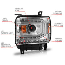 Load image into Gallery viewer, ANZO 2014-2015 Gmc Sierra 1500 Projector Headlights w/ Light Bar Chrome Housing (Halogen Type) - Back View
