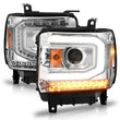 Load image into Gallery viewer, ANZO 2014-2015 Gmc Sierra 1500 Projector Headlights w/ Light Bar Chrome Housing (Halogen Type) - Installation View