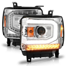 Load image into Gallery viewer, ANZO 2014-2015 Gmc Sierra 1500 Projector Headlights w/ Light Bar Chrome Housing (Halogen Type) - Installation View