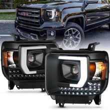 Load image into Gallery viewer, ANZO 2014-2015 Gmc Sierra 1500HD Projector Plank Style Headlight Black W/ Drl - Main Product View