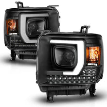Load image into Gallery viewer, ANZO 2014-2015 Gmc Sierra 1500HD Projector Plank Style Headlight Black W/ Drl - Installation View
