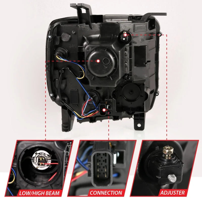ANZO 2014-2015 Gmc Sierra 1500HD Projector Plank Style Headlight Black W/ Drl - Additional View 5