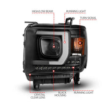 Load image into Gallery viewer, ANZO 2014-2015 Gmc Sierra 1500HD Projector Plank Style Headlight Black W/ Drl - Additional View 6
