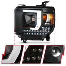 Load image into Gallery viewer, ANZO 2014-2015 Gmc Sierra 1500HD Projector Plank Style Headlight Black W/ Drl - Additional View 8