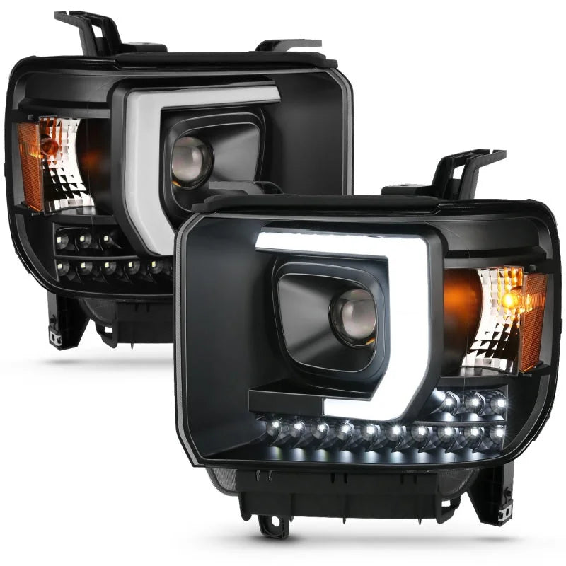 ANZO 2014-2015 Gmc Sierra 1500HD Projector Plank Style Headlight Black W/ Drl - Additional View 10