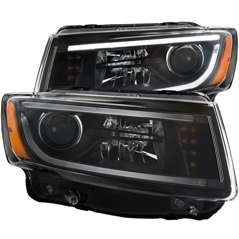 ANZO 2014-2015 Jeep Grand Cherokee Projector Headlights w/ Plank Style Design Black - Main Product View