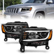 Load image into Gallery viewer, ANZO 2014-2015 Jeep Grand Cherokee Projector Headlights w/ Plank Style Design Black - Side View