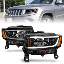 Load image into Gallery viewer, ANZO 2014-2015 Jeep Grand Cherokee Projector Headlights w/ Plank Style Design Black - Side View