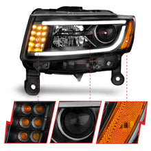 Load image into Gallery viewer, ANZO 2014-2015 Jeep Grand Cherokee Projector Headlights w/ Plank Style Design Black - Installation View
