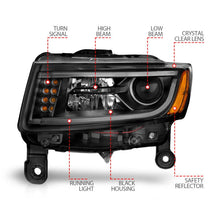 Load image into Gallery viewer, ANZO 2014-2015 Jeep Grand Cherokee Projector Headlights w/ Plank Style Design Black - Additional View 6