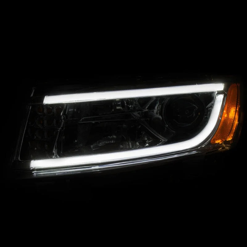 ANZO 2014-2015 Jeep Grand Cherokee Projector Headlights w/ Plank Style Design Chrome - Side View