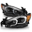 Load image into Gallery viewer, ANZO 2014-2015 Mazda 6 Projector Headlights w/ Plank Style Design Black - Side View