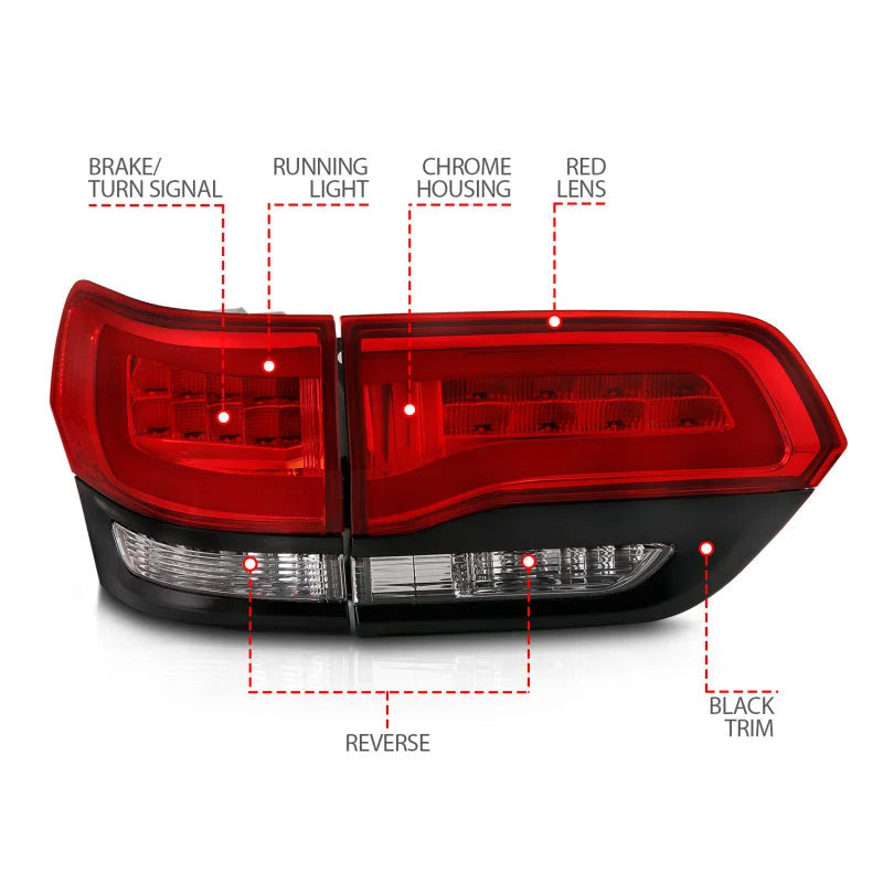 ANZO 2014-2016 Jeep Grand Cherokee LED Taillights Red/Clear - Additional View 10