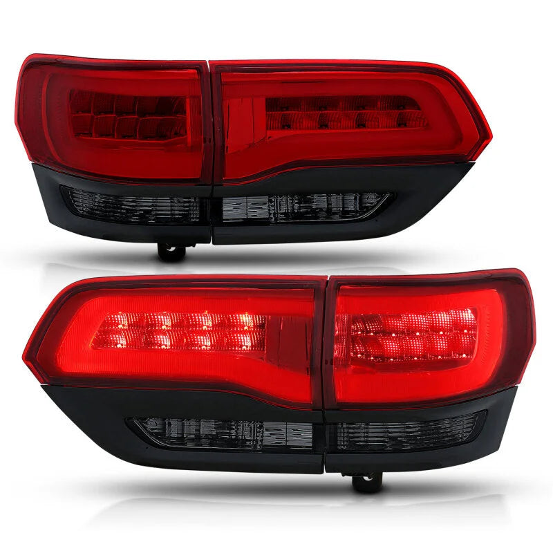 ANZO 2014-2016 Jeep Grand Cherokee LED Taillights Red/Smoke - Side View