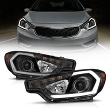Load image into Gallery viewer, ANZO 2014-2016 Kia Forte Projector Headlights w/ Light Bar Black Housing w/ DRL - Main Product View