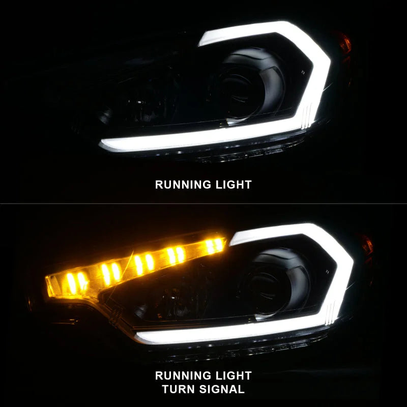 ANZO 2014-2016 Kia Forte Projector Headlights w/ Light Bar Black Housing w/ DRL - Side View