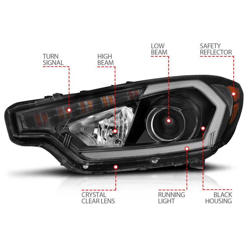 ANZO 2014-2016 Kia Forte Projector Headlights w/ Light Bar Black Housing w/ DRL - Additional View 5
