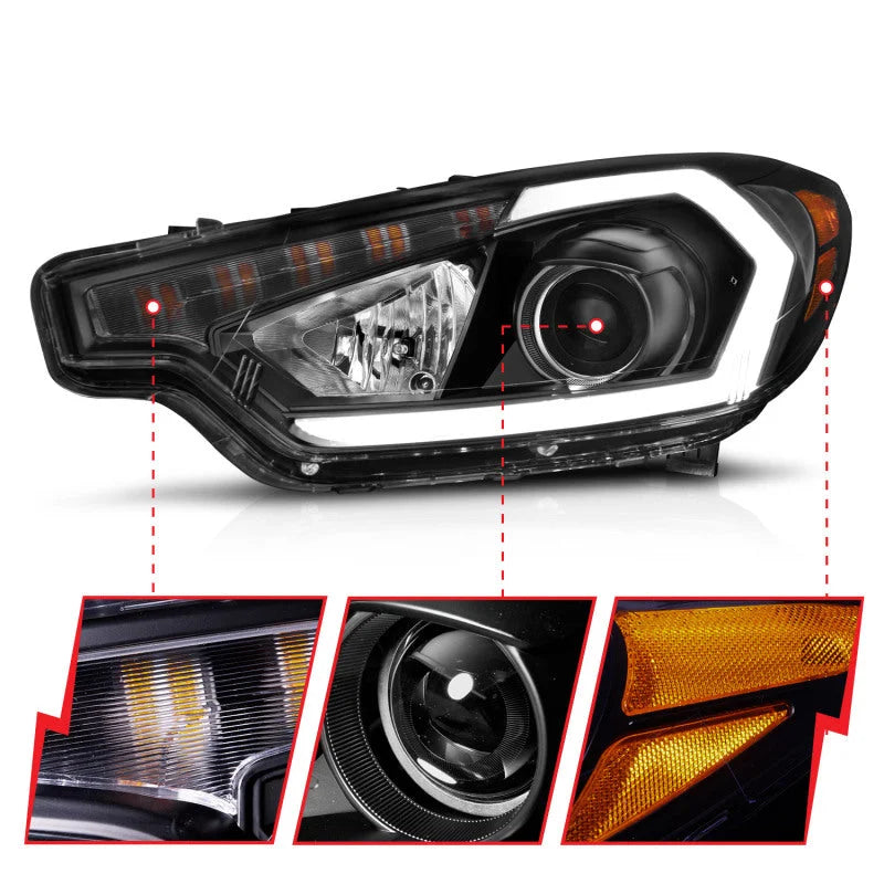 ANZO 2014-2016 Kia Forte Projector Headlights w/ Light Bar Black Housing w/ DRL - Additional View 7