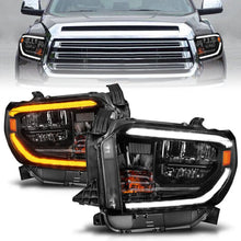 Load image into Gallery viewer, ANZO 2014-2017 Toyota Tundra LED Crystal Headlights w/ Switchback Black Housing w/ DRL - Main Product View