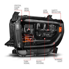 Load image into Gallery viewer, ANZO 2014-2017 Toyota Tundra LED Crystal Headlights w/ Switchback Black Housing w/ DRL - Back View