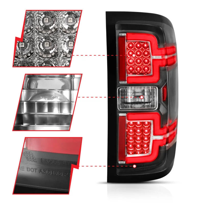 ANZO 2014-2018 Chevy Silverado 1500 LED Taillights Black - Side View