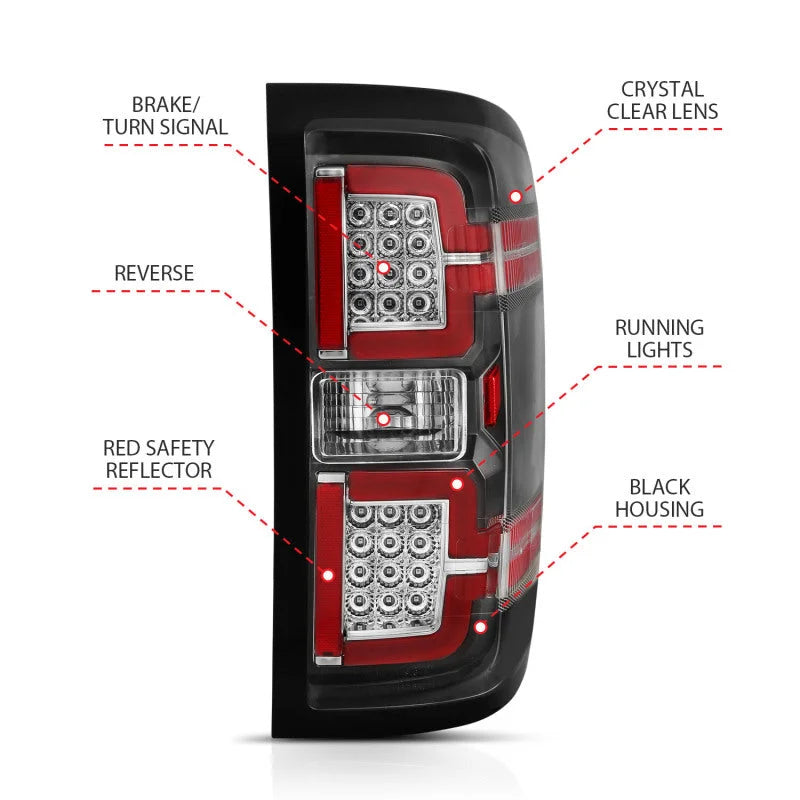 ANZO 2014-2018 Chevy Silverado 1500 LED Taillights Black - Additional View 6