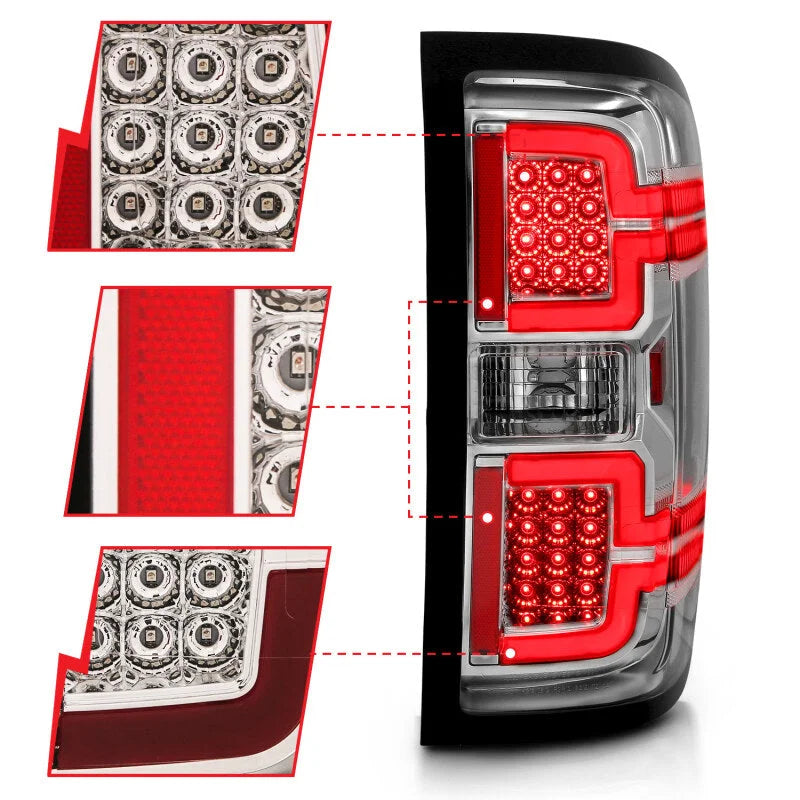 ANZO 2014-2018 Chevy Silverado 1500 LED Taillights Chrome - Side View