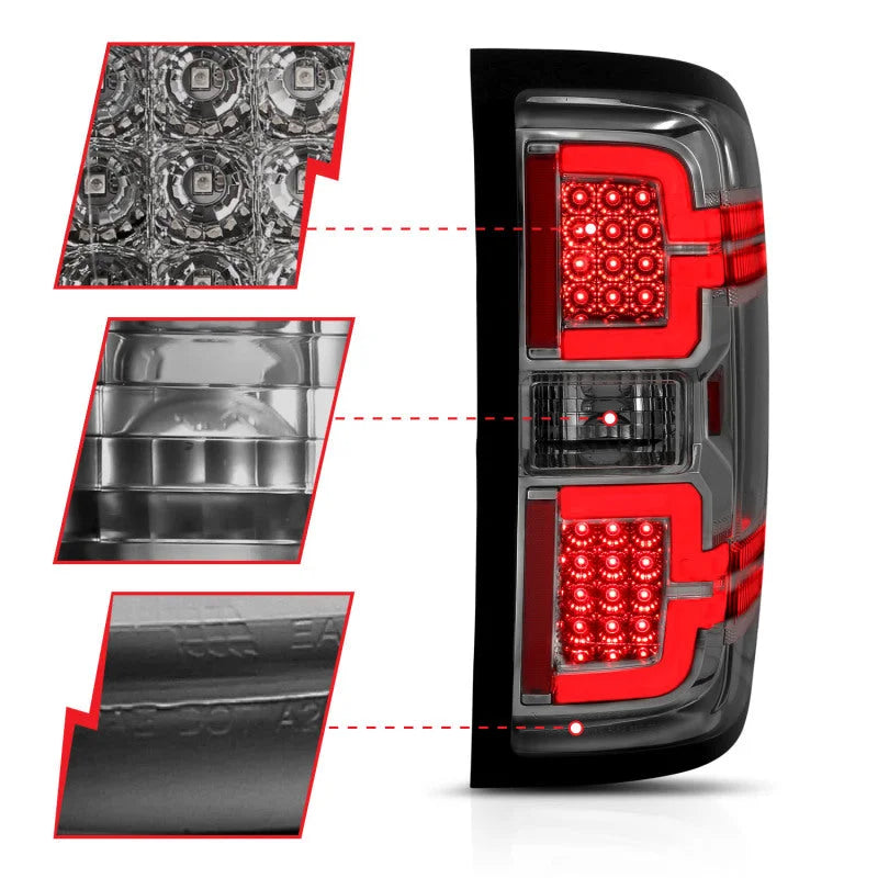 ANZO 2014-2018 Chevy Silverado 1500 LED Taillights Smoke - Side View