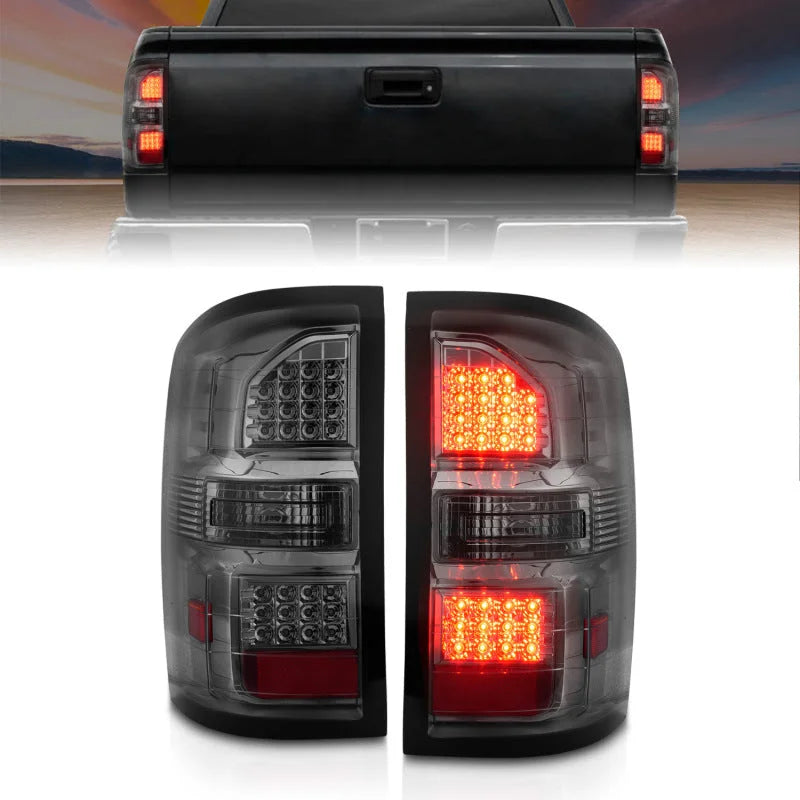 ANZO 2014-2018 GMC Sierra LED Tail Lights Black Housing Smoke Lens - Main Product View