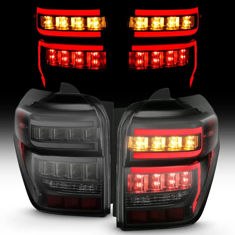 ANZO 2014-2020 Toyota 4Runner T.L Black Housing Smoke Lens Red Light Bar W/Sequential - Main Product View