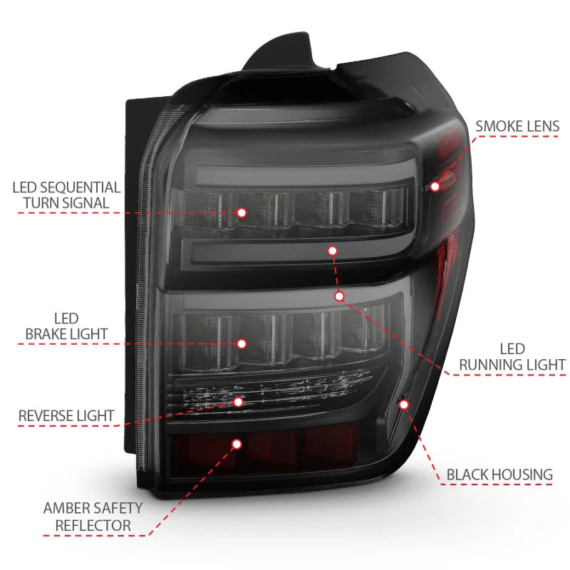 ANZO 2014-2020 Toyota 4Runner T.L Black Housing Smoke Lens Red Light Bar W/Sequential - Additional View 8