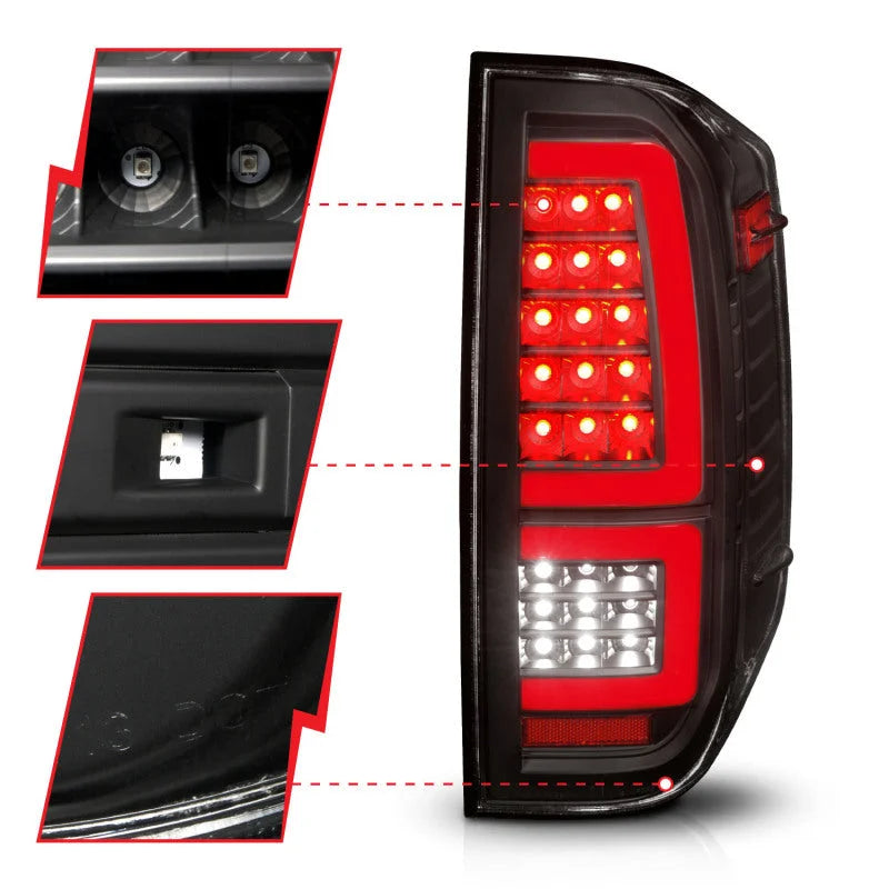 ANZO 2014-2021 Toyota Tundra LED Taillights Black Housing/Clear Lens - Back View