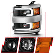 Load image into Gallery viewer, ANZO 2015-2016 Chevrolet Silverado Projector Headlights w/ Plank Style Design Black w/ Amber - Side View