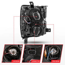 Load image into Gallery viewer, ANZO 2015-2016 Chevrolet Silverado Projector Headlights w/ Plank Style Design Black w/ Amber - Additional View 5