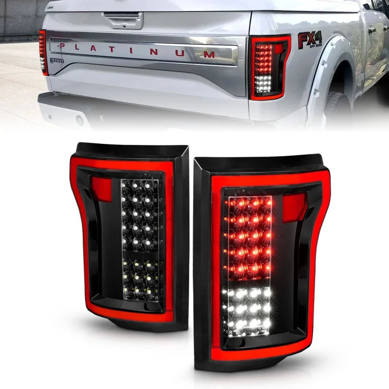ANZO 2015-2016 Ford F-150 LED Taillights Black - Main Product View